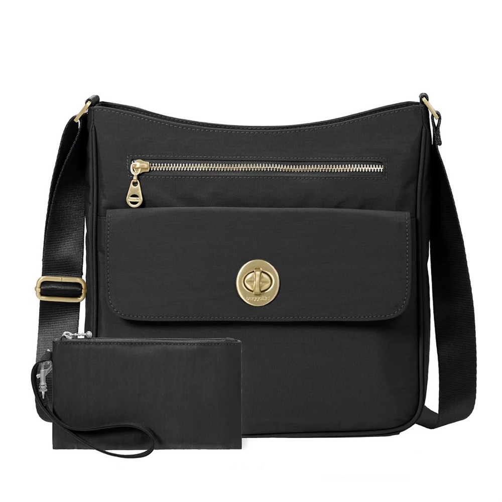Baggallini Black Crossbody Bag with Gold Accents